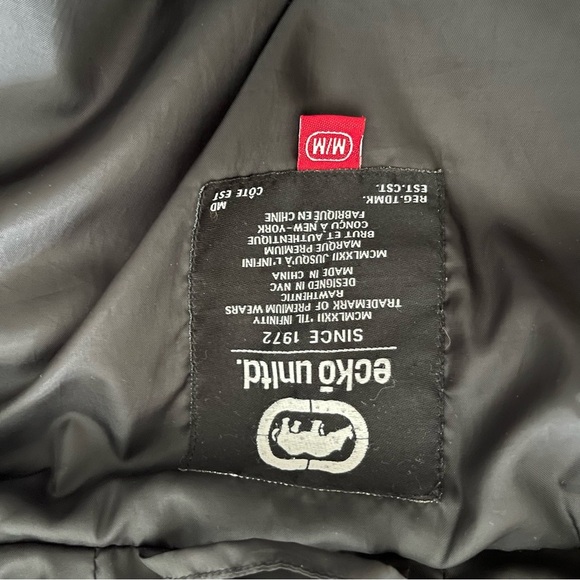 Ecko Puffer Hooded Oversized Black Jacket Medium - Picture 6 of 10